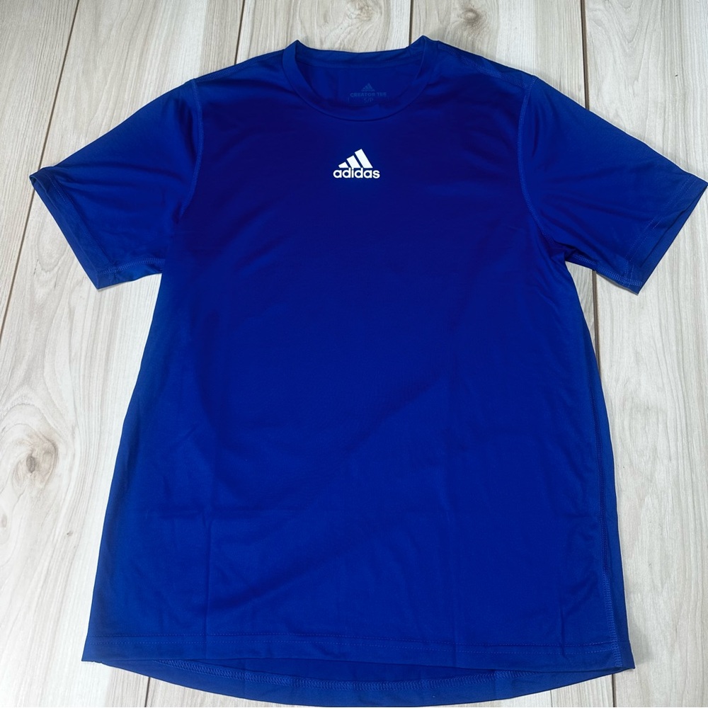 Adidas Men's Creator Short Sleeve T Shirt Crew Royal Blue/White EK0088 Size S‎